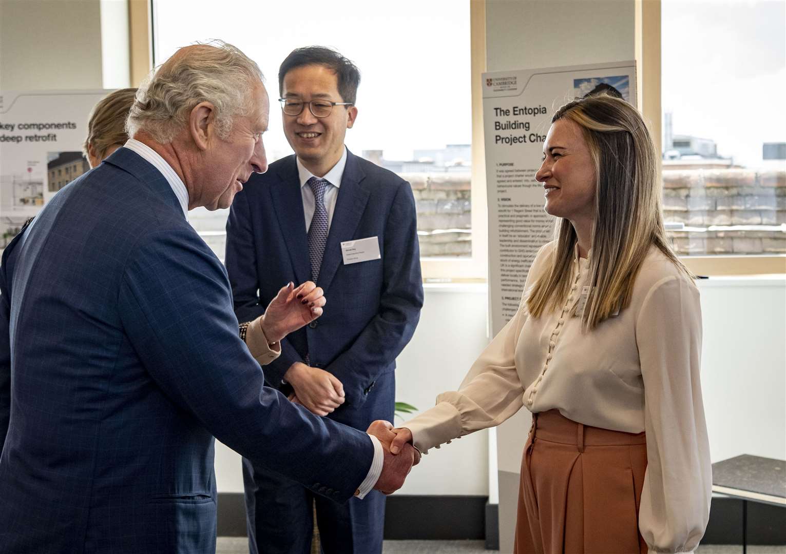 King Charles meets Lucy Townsend, Head of sustainability, at the opening of The Entopia Building