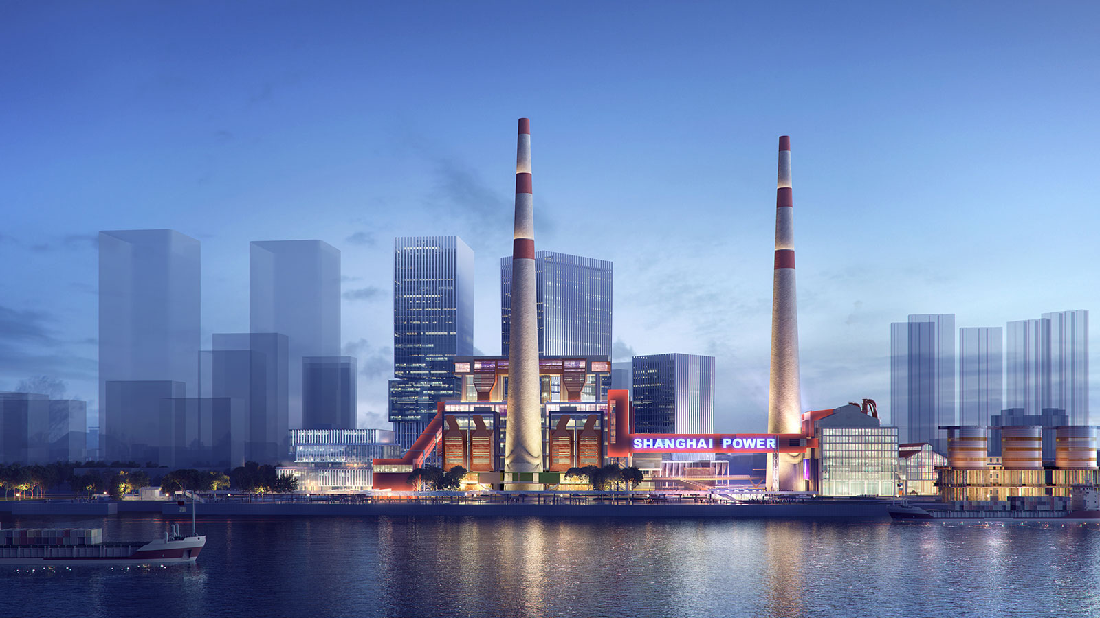 Shanghai Yangshupu is a former coal-fired power plant on the edge of the Huangpu River, the plant contains two historic power station buildings, associated waterside buildings and equipment.