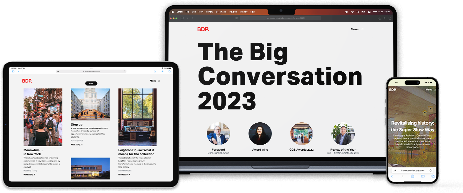 Addressing design's most thought-provoking questions on topics spanning sustainability to inclusivity, innovation and social value, our multidisciplinary experts share their thoughts in our 2023 Annual Review: The Big Conversation.